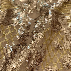 Mesh Sequins Lace Fabric for Wedding Party Sewing Decoration