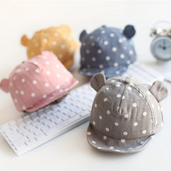 Kids Polka Dot Bear Ear Baseball Cap Sun Protection Hat