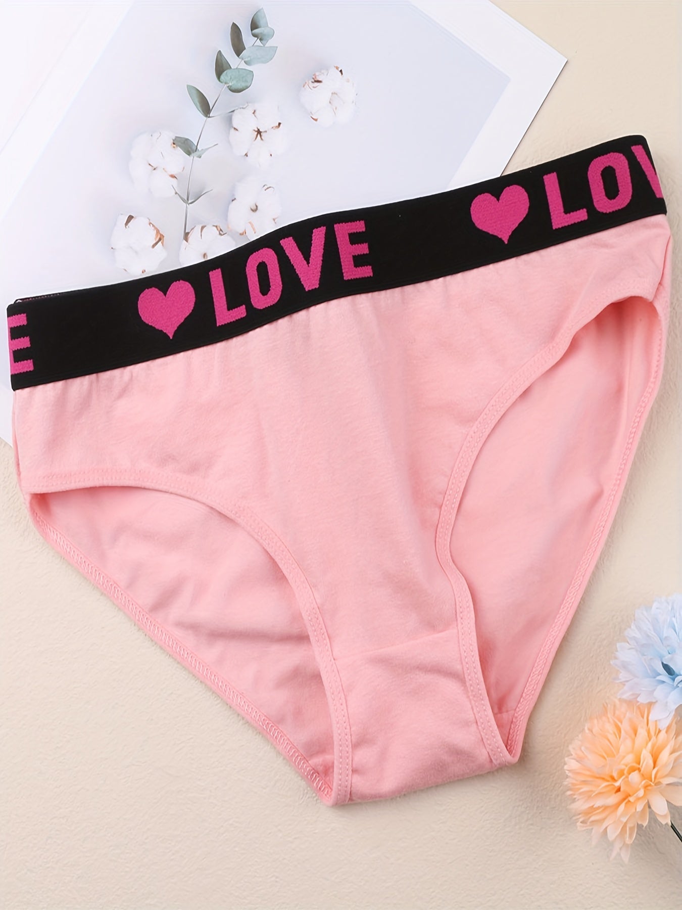 6pcs Letter Print Briefs Comfy & Stretchy Intimates Panties Women's Underwear
