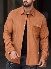 Men's Casual Long Sleeve Button Up Shirt With Pocket