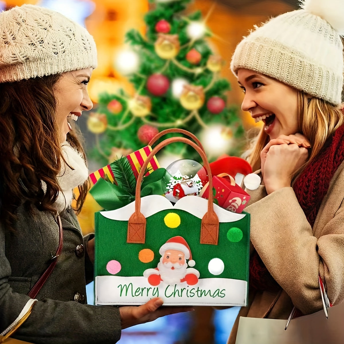 Christmas Felt Handbag Large Capacity Gift Bag Cartoon Storage Bag