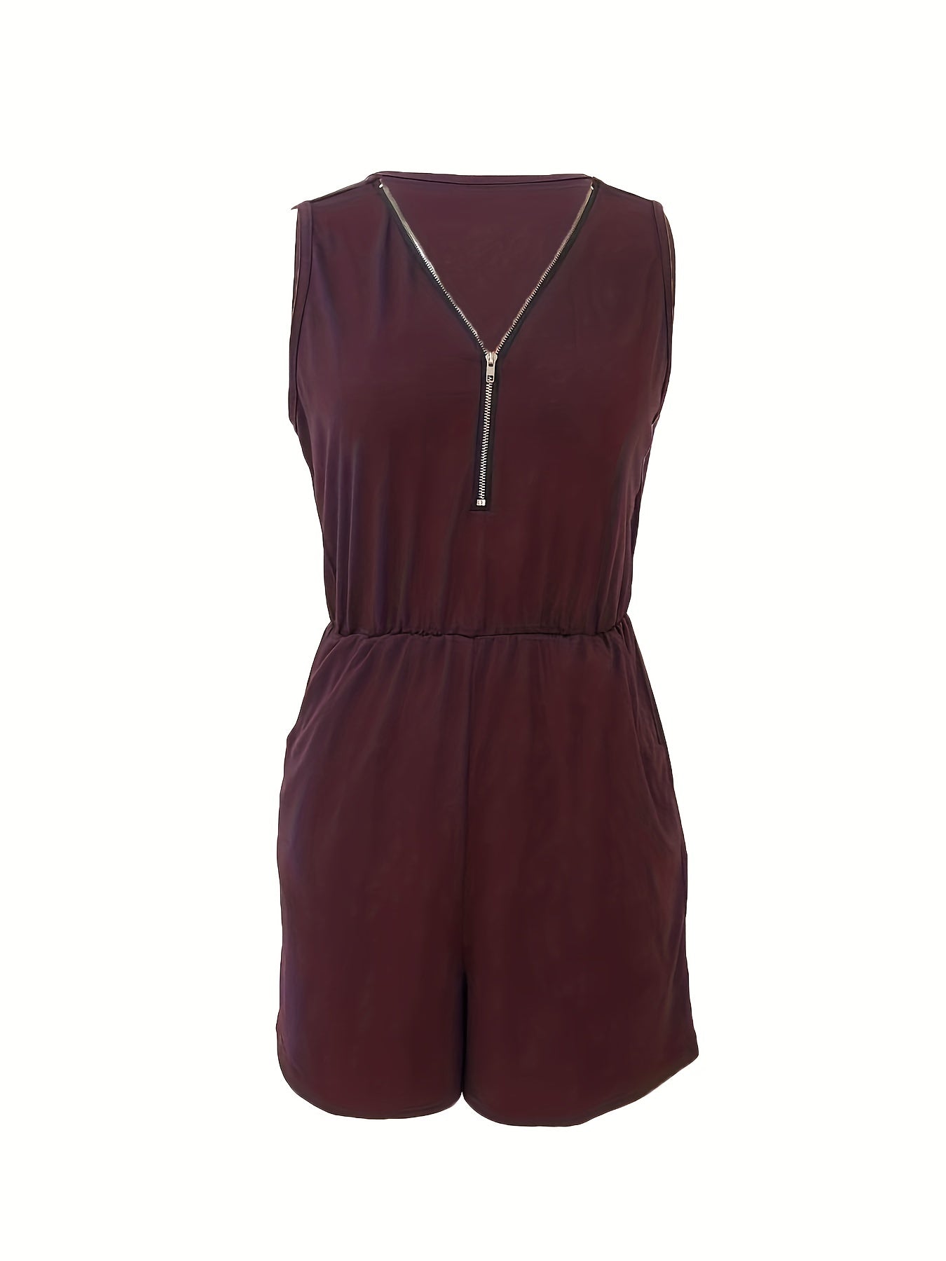 Sleeveless Zipper Front Romper Jumpsuit Casual Summer Wear