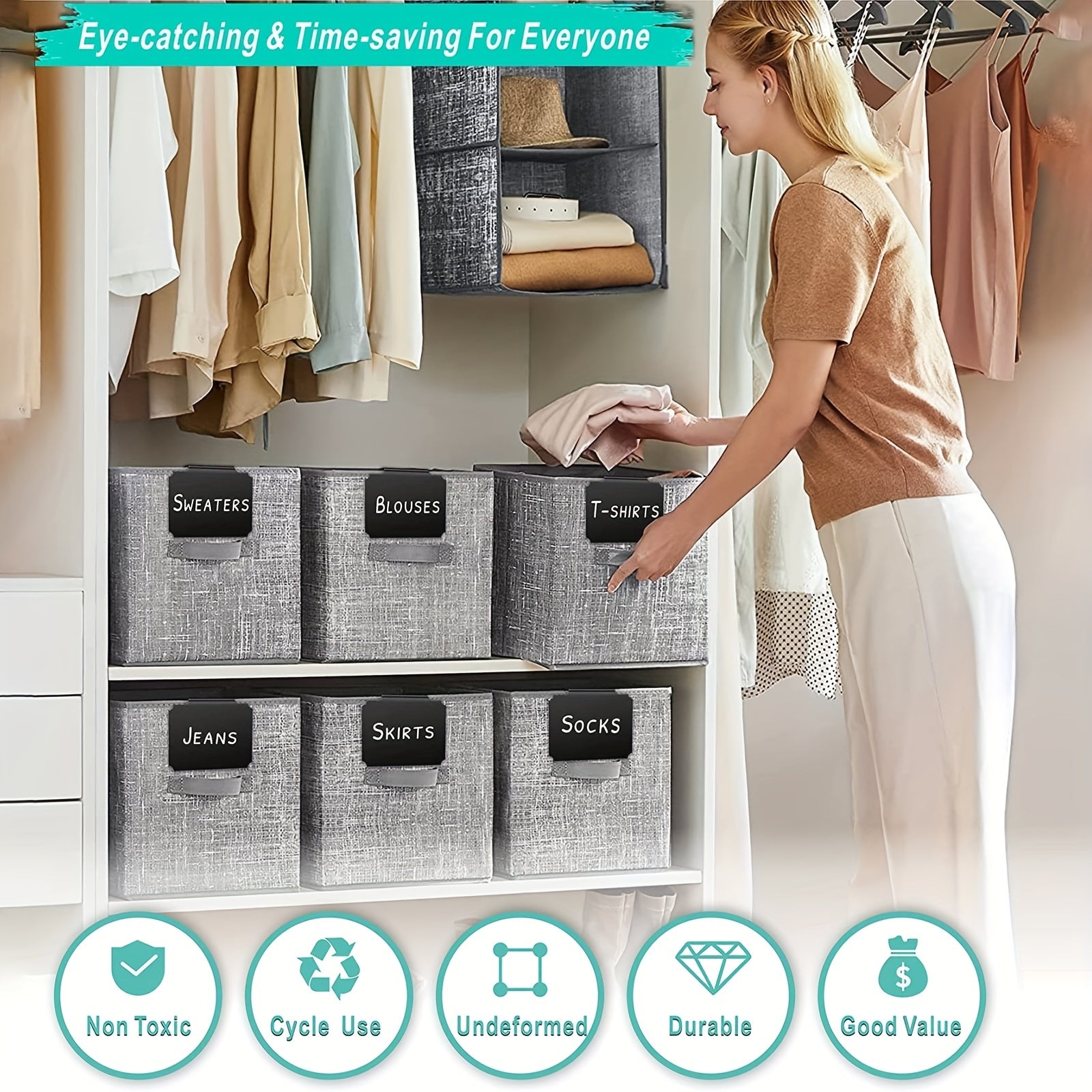 10pcs Removable Basket Labels Clip On For Kitchen Storage Rack