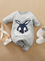 Baby Boys Rabbit Graphic Long Sleeves Romper for Spring/Autumn