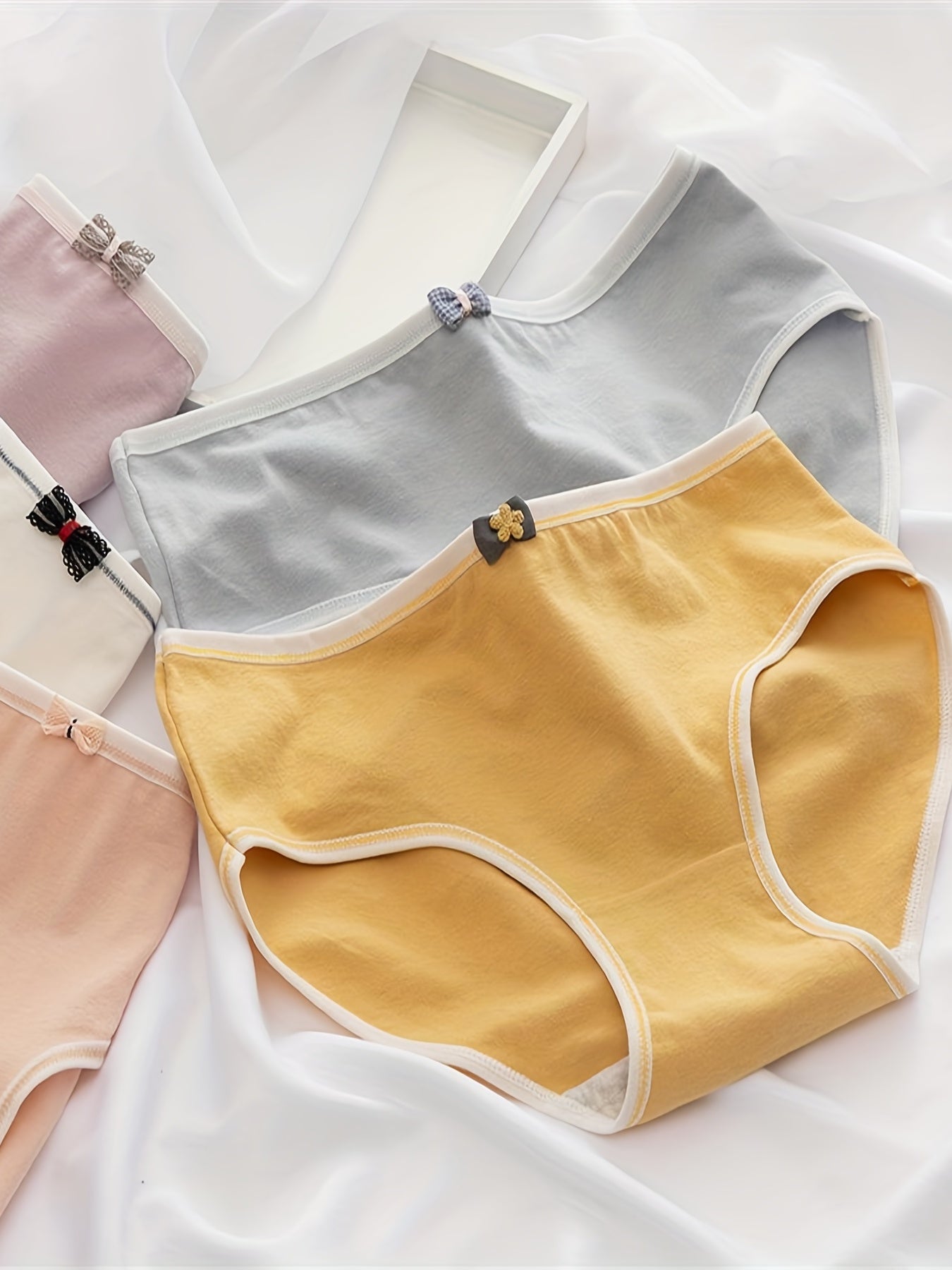 5pcs Bow Girls Panties Cotton Stretch Underwears