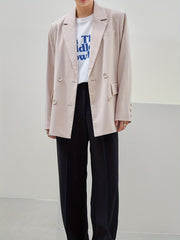 Double Breasted Blazer Casual Lapel Long Sleeve Office Outerwear