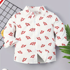 Boys Dinosaur Lapel Shirt Long Sleeve Casual Top