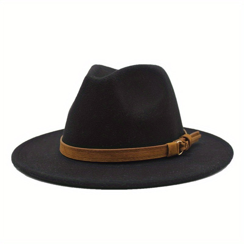 Retro Tweed Bowler Jazz Hat With Belt - Small Size