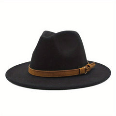 Retro Tweed Bowler Jazz Hat With Belt - Small Size