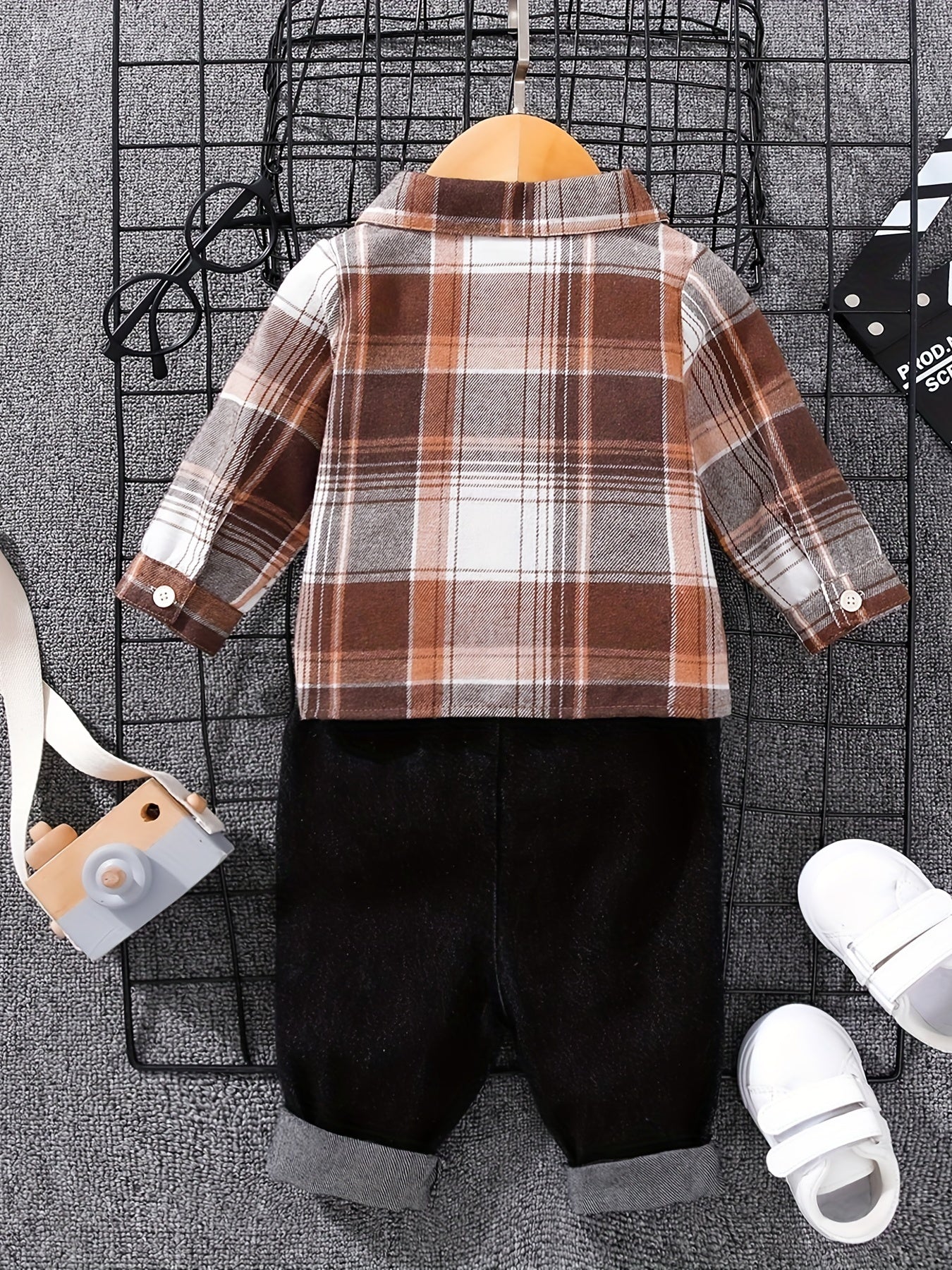 Kids Outfit Button Down Shirt Ripped Jeans Suit