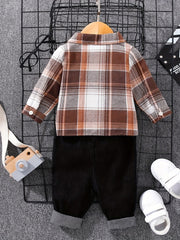 Kids Outfit Button Down Shirt Ripped Jeans Suit
