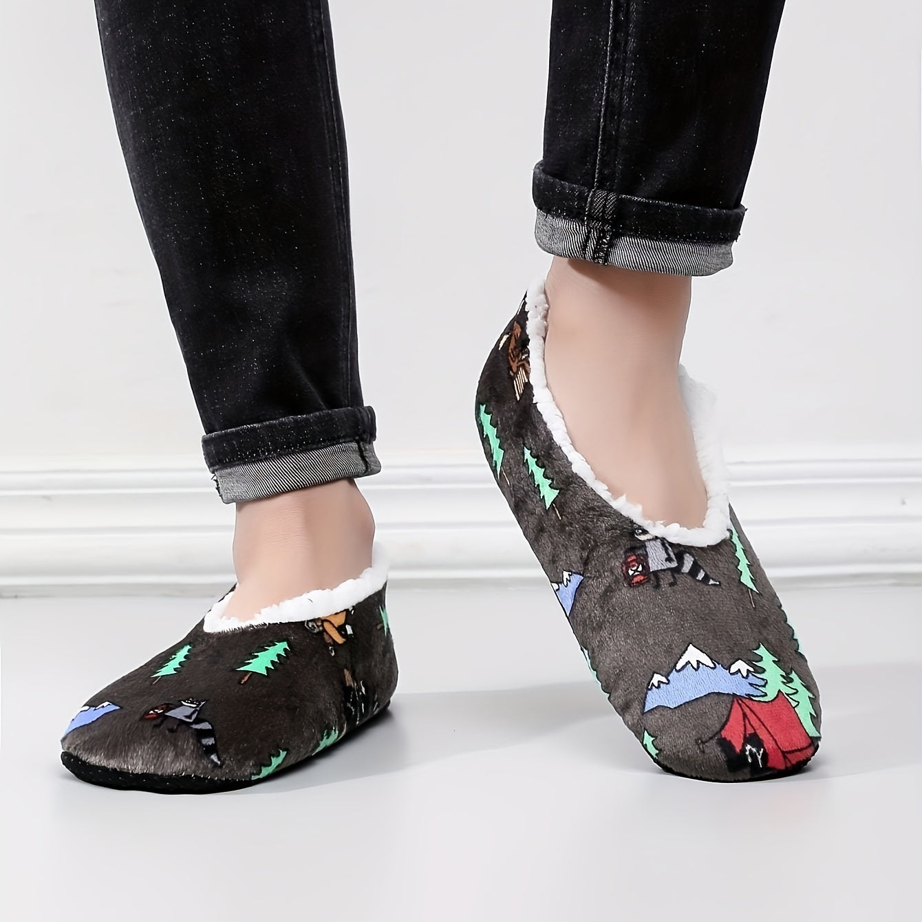 Cartoon Plant Cozy House Slippers Anti skid Slip on Shoes Indoor For Men