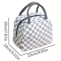 Checkerboard Insulated Lunch Bag - Reusable Aluminum Foil Lunch Box