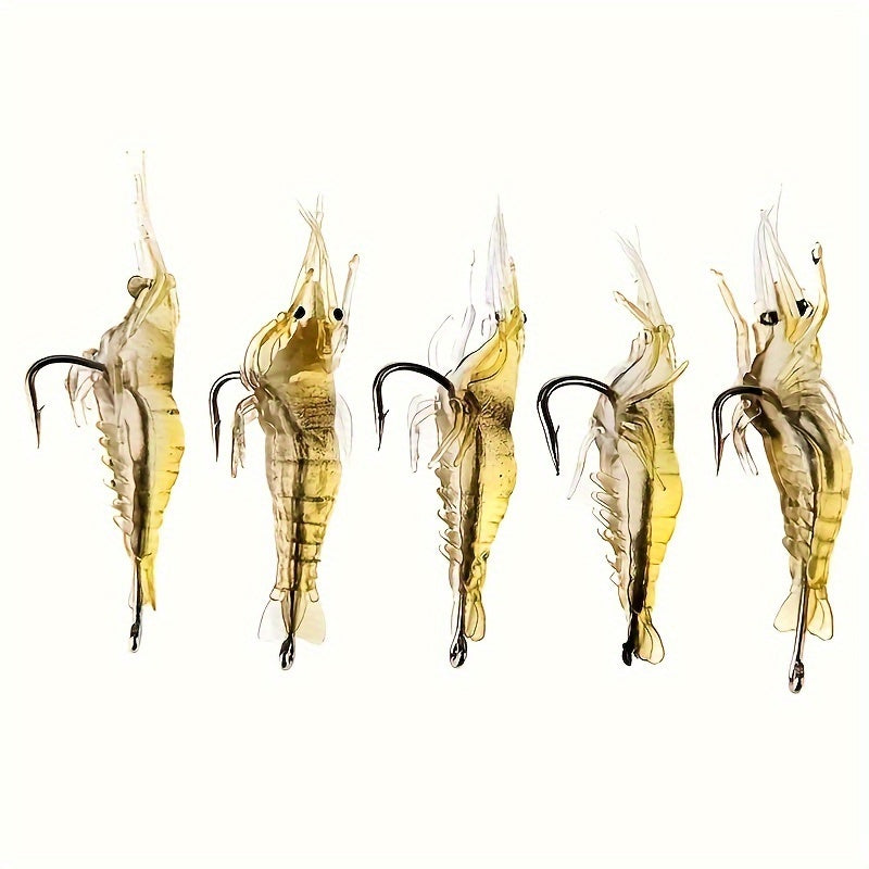 5pcs Bionic Soft Shrimp Lure with Hook for Freshwater & Saltwater