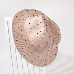 Pink Sun Hat Wide Brim Straw Jazz Hat French Style Summer Travel Beach Hats