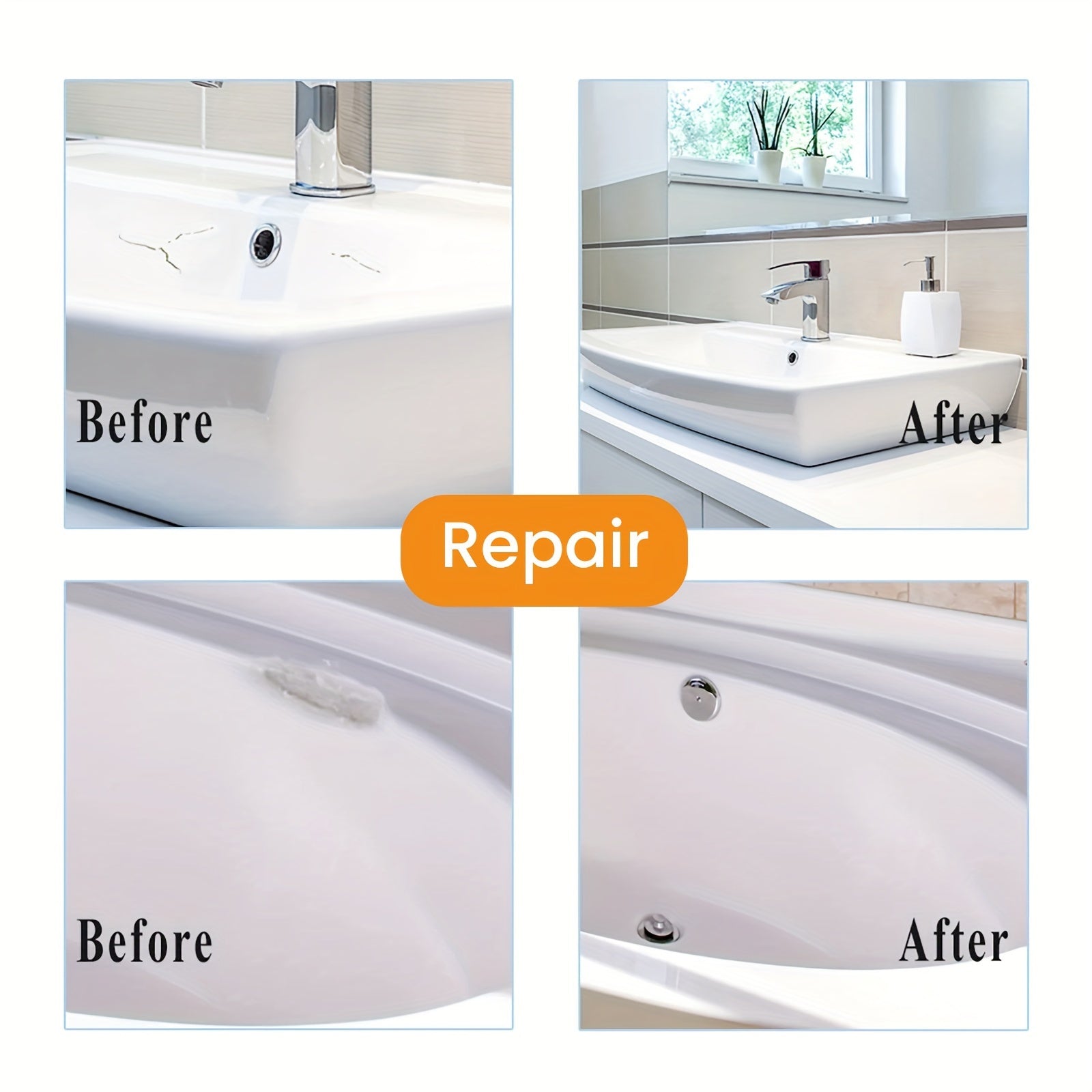 2 Pack Ceramic Tile Repair Paste for Toilet & Floor, Crack Adhesive Paste