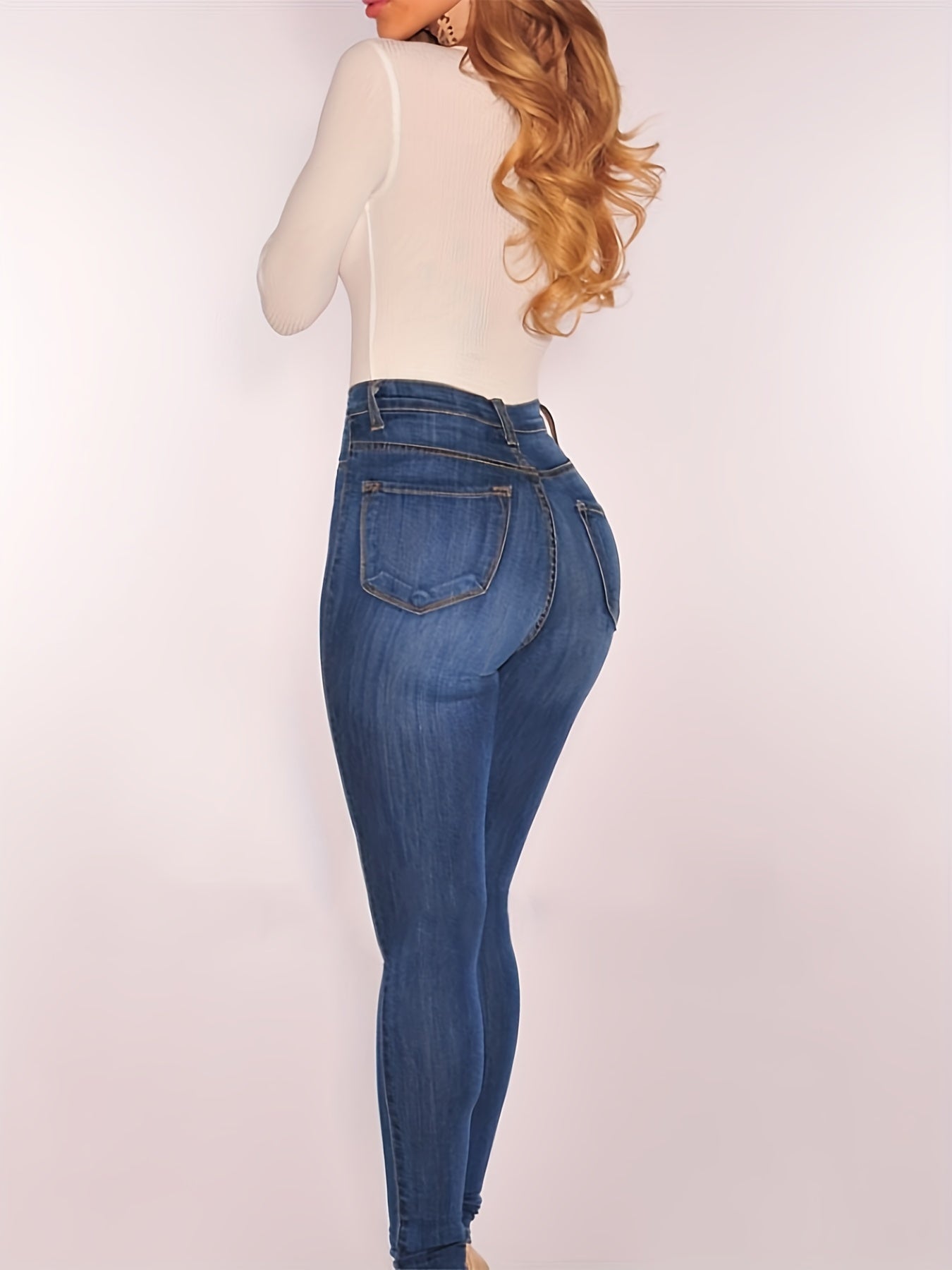 High Rise Skinny Jeans with Button Fly