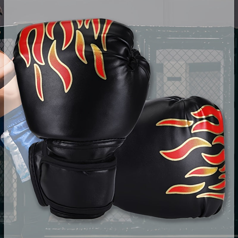 1pc Flame Pattern Boxing Sanda Gloves