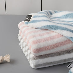 Coral Fleece Striped Towel Absorbent Hair Towel
