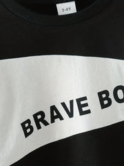 Baby Boys Pullover Sweatshirt BRAVE BOY Letter Print Casual Long Sleeve
