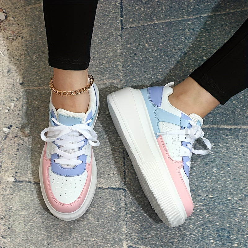 Women's Breathable Platform Sneakers Lace Up Running Shoes