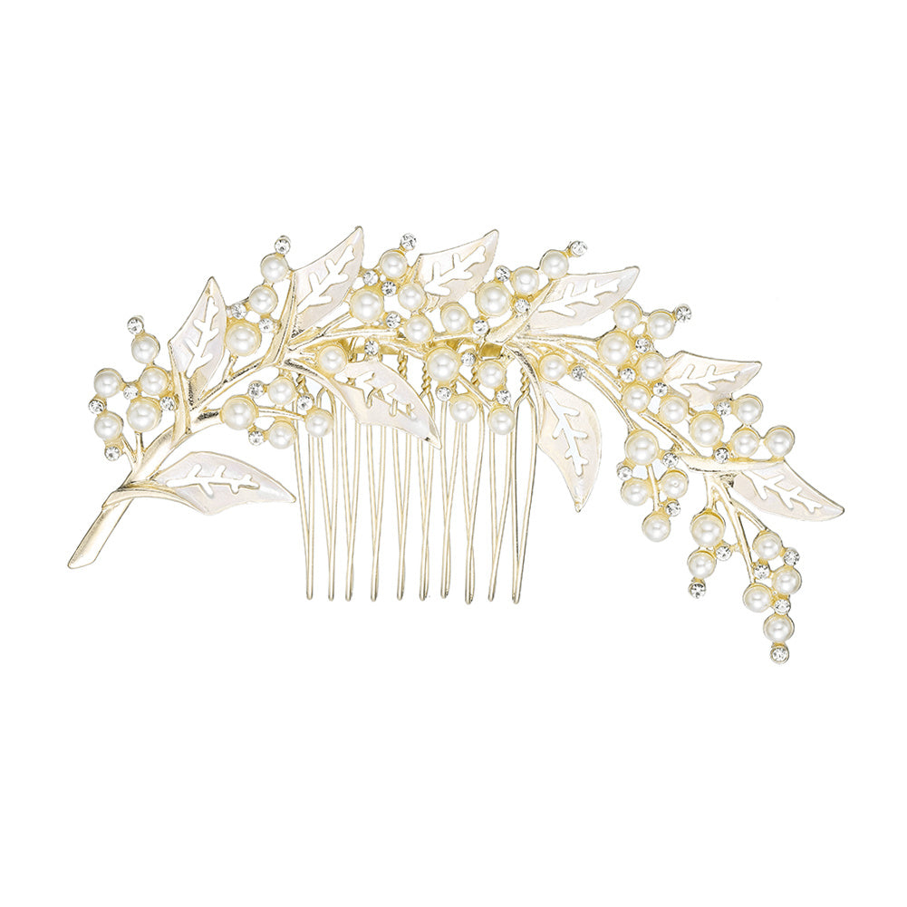 Bride Faux Pearl Crystal Hair Comb Wedding Hair Accessory