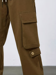 Men's Cargo Pants with Solid Flap Pockets - Loose Casual Baggy Work Pants