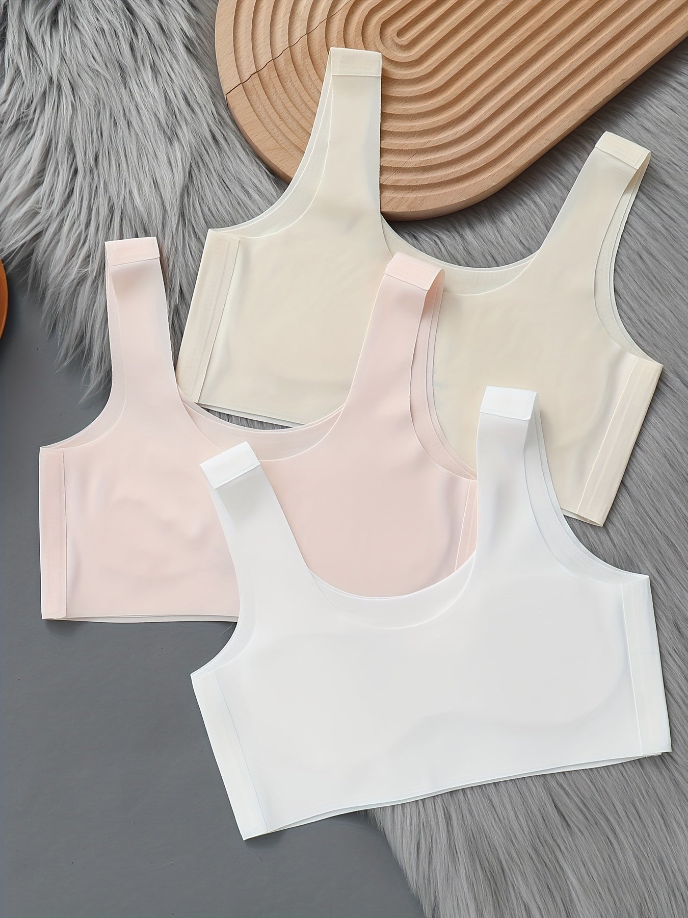 3pc Girls Dark Clouds & Letter Graphic Bras Comfortable Soft Bralette Underwear