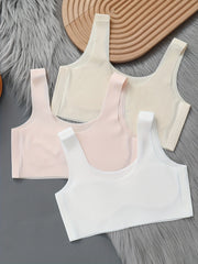 3pc Girls Dark Clouds & Letter Graphic Bras Comfortable Soft Bralette Underwear