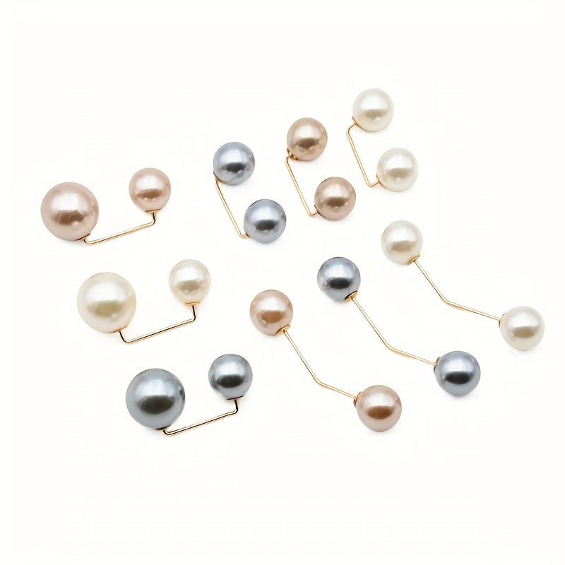 Faux Pearl Brooches Casual Sweater Cardigan Clips Waist Safety Pins