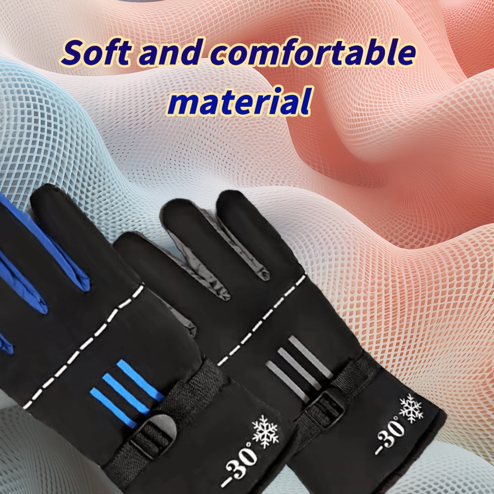Winter Fleece Lined Warm Gloves - Anti Slip Touch Screen Thermal Gloves