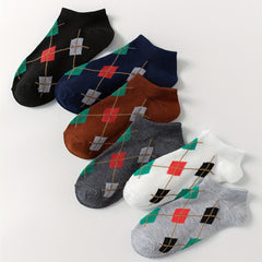 6 Pairs Argyle Ankle Socks for Women, Soft & Lightweight College Style Stockings