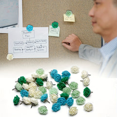 40pcs Rose Theme Push Pins Decorative Flower Cork Board Tacks