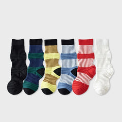 6 Pairs Stripes Print Crew Socks for Women