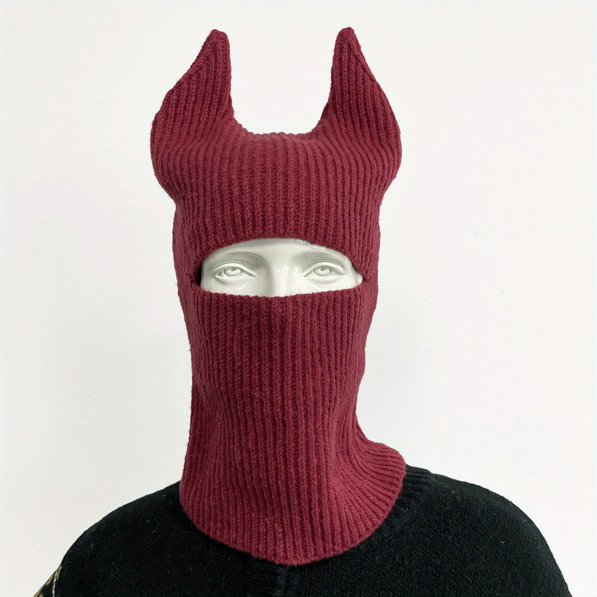 Balaclava Horn Ski Mask Unisex Hip Hop Beanie Knitted Elastic Headgear
