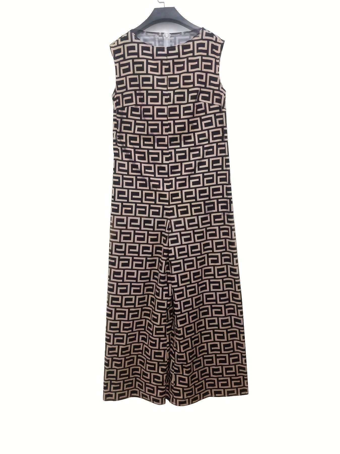 Geometric Print Sleeveless Jumpsuit Casual Wide Leg Jumpsuit