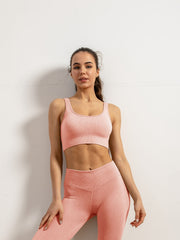 Ribbed Seamless Sports Bra with Padding - Gym Yoga Fitness