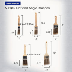 5pcs Paint Brush Set for Walls Trim Cabinets Doors Fences Decks Arts Crafts