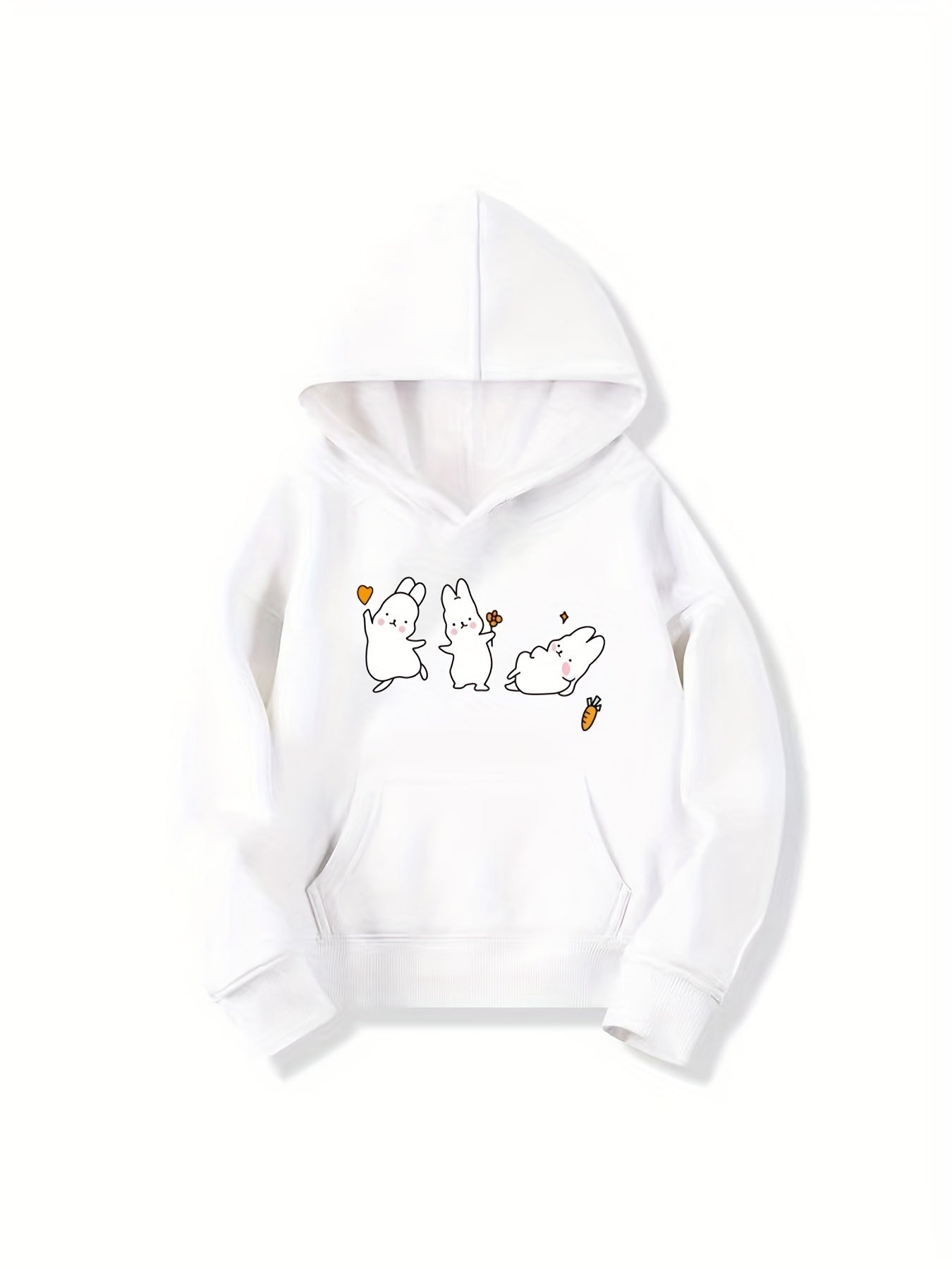 Girls Baby Rabbits Print Hooded Sweatshirt Top