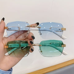 Vintage Rimless Sunglasses Women Unisex Rectangle Frameless Candy Glasses