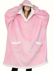 Fleece Hooded Lounge Robe with Pockets