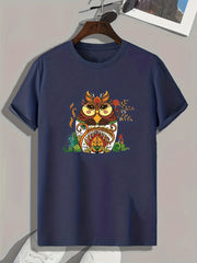 Owl Print Men's T-shirt Casual Comfy Tees For Summer