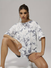 Tie Dye Crew Neck Casual T Shirt Loose Short Sleeve Top Women's A