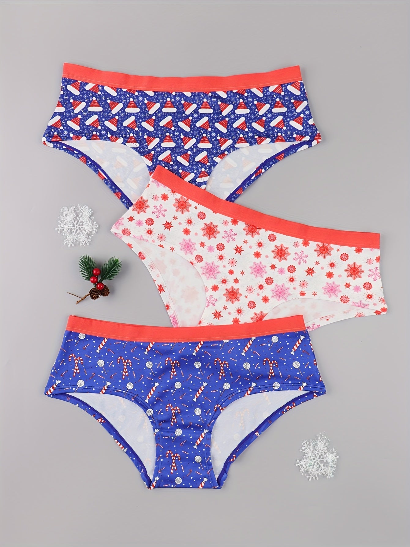 3 Pack Plus Size Christmas Panties Set Women's Plus