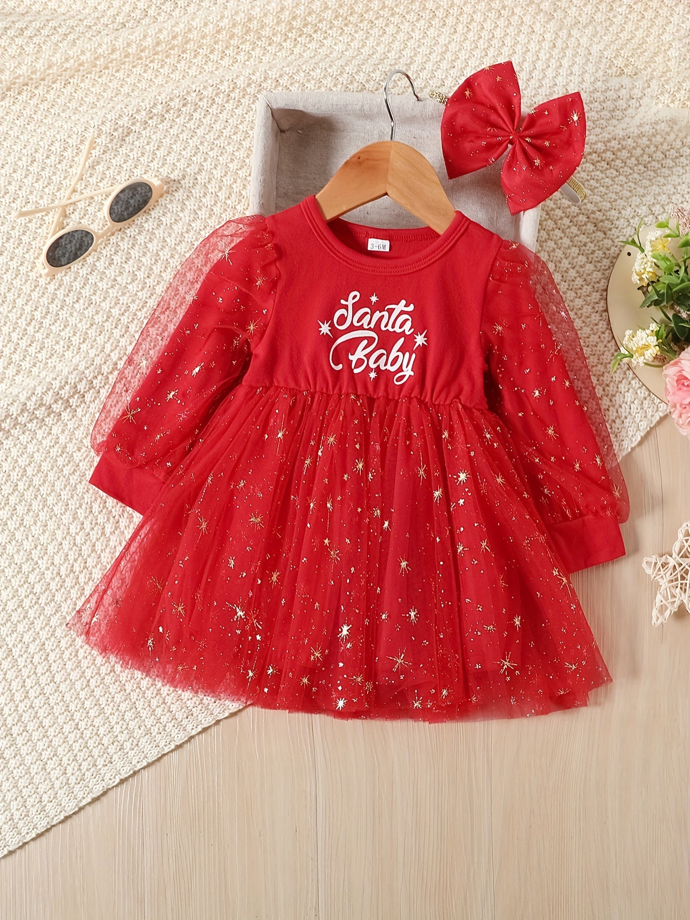 Toddler Baby Girl Christmas Xmas Mesh Dress Holiday Party Dress