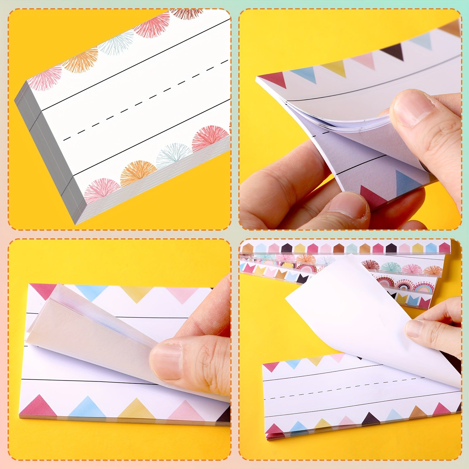300 Sheets Sentence Strips for Teacher Ruled Adhesive Word Strips Multicolor