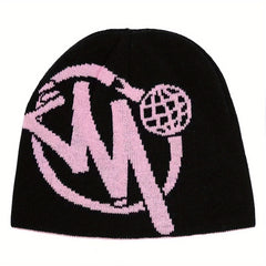 Y2K Jacquard Beanie Hip Hop Elastic Knit Hat Unisex Warm Skull Hat