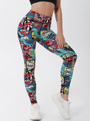 Cartoon Print Yoga Leggings High Waist Fitness Pants Women's Activewear