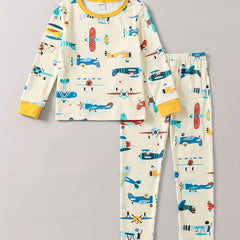 Kids 2pcs Airplane Print Pajama Set