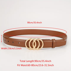 Three Circle Buckle PU Leather Belt For Girls